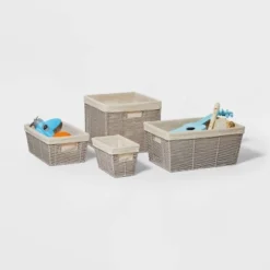 14.75" X 13" X 11" Large Lined Woven Milk Crate Gray - Brightroom™: Decorative Storage Basket, Rectangle, Traditional Style -Brightroom GUEST 054d99f6 5bc4 4b73 87f9 e39da675c247