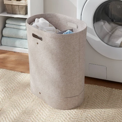 Felt Double Laundry Hamper Oatmeal - Brightroom™: Polyester, 6000 Volume, Adjustable, Open-Top, Kids & Baby Clothes Sorter 3 Felt Double Laundry Hamper Oatmeal - Brightroom™: Polyester, 6000 Volume, Adjustable, Open-Top, Kids & Baby Clothes Sorter
