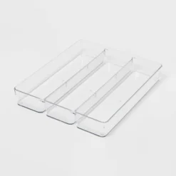 3 Compartment Plastic Drawer Flatware Organizer - Brightroom™: Clear In-Drawer Storage, Contemporary Style, 16"x13" -Brightroom GUEST 0b625425 29fc 4f01 a3c1 bb0716510ee2