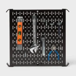 16" Square Metal Pegboard - Brightroom™: Wall & Garage Storage Organizer, Carbon Steel, Black, 100 Lb Capacity -Brightroom GUEST 18317b39 7a8a 4c50 8218 5ba6f930281c