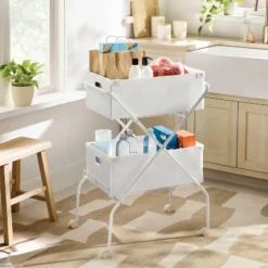 2 Tier Collapsible Cart With Bins - Brightroom™