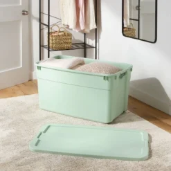 45gal Wheeled Latching Storage Tote Green - Brightroom™