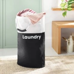 Scripted Structured Collapsible Hamper - Black - Brightroomâ„¢