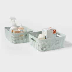 2pk Wave Medium Decorative Basket Mint Green - Brightroom™ -Brightroom GUEST 2e56a169 a339 4bae 9f0b 0a12fcf63ee8