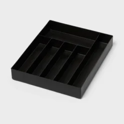 6 Compartment Plastic Drawer Flatware Organizer Black - Brightroom™: Silverware & Utensil Kitchen Drawer Tray -Brightroom GUEST 2f174af0 656c 401a ac23 1134fc577f44