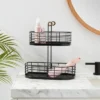 2 Tier Divided Wire Basket With Wood Handle Black - Brightroom™ -Brightroom GUEST 3070ab8f 7d9d 407e 901a fba4283d4f88