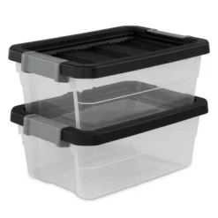 16qt Heavy Duty Latching Clear Storage Box - Brightroom™: Portable Plastic Bin, Universal Storage, Black, Lidded -Brightroom GUEST 30d96dcc cb68 439b 9bd8 2c3b4545597d