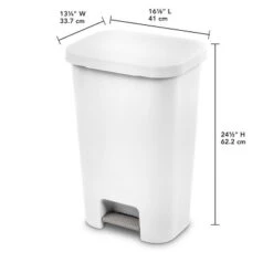 11.9gal Step Trash Can White - Brightroom™: Pedal-Operated Kitchen Garbage Can, Textured Plastic, Indoor Use -Brightroom GUEST 35e7401c bb00 4cc0 a5ee 9418702acbc6