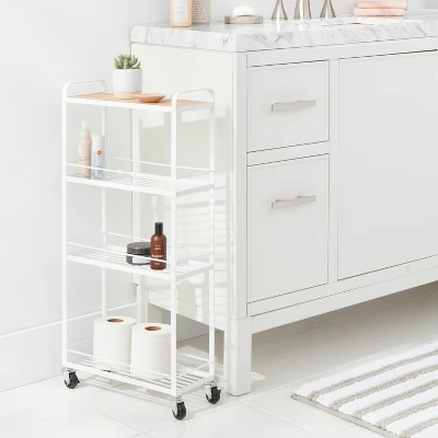 Skinny Storage Cart Matte White - Brightroom™: Iron Utility Cart, No Assembly, Narrow Profile 3 Skinny Storage Cart Matte White - Brightroom™: Iron Utility Cart, No Assembly, Narrow Profile