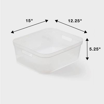 2pk Medium Open Storage Bins Clear - Brightroom™: Plastic Utility Tubs, Portable Universal Storage, 13.2 Volume Capacity 5 2pk Medium Open Storage Bins Clear - Brightroom™: Plastic Utility Tubs, Portable Universal Storage, 13.2 Volume Capacity - Image 3