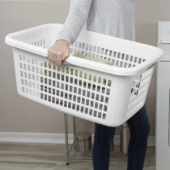 2bu Laundry Basket White - Brightroom™: Portable Plastic Clothes Organizer With Built-In Handles, 70.4L Capacity -Brightroom GUEST 4e5d455b 168d 44ae 9c06 c437a2dc19b5