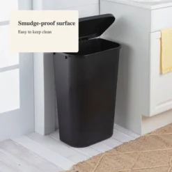 11.3gal Lift Top Waste Basket Black - Brightroom™: Kitchen Trash Can, Fingerprint-Resistant, Indoor Trash Bin -Brightroom GUEST 556e70f5 3f00 42aa 82b0 f2fe2ef56154