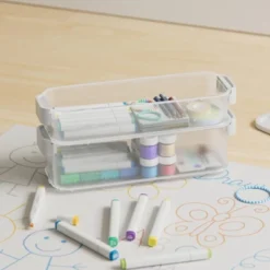 Click In Place 4.5qt Clear Slim Plastic Storage Bin With White Latch For Home And Office Organization - Brightroom™ -Brightroom GUEST 584ab2cc 4bb4 453f 89ec 92c7c83f516e