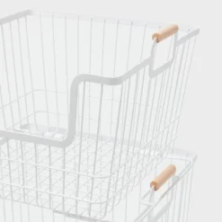 2pk Stacking Wire Laundry Baskets With Wooden Handles - Brightroom™ -Brightroom GUEST 5ad4c5a4 e068 47ee abfc 040de5592c7d