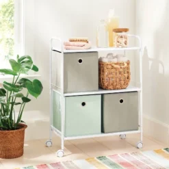 3 Shelf Wide Metal Storage Cart White - Brightroom™