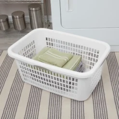 2bu Laundry Basket White - Brightroomâ„¢: Portable Plastic Clothes Organizer With Built-In Handles, 70.4L Capacity