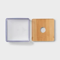 Small Clear Canister With Bamboo Lid - Brightroom™: Bathroom Container, Qtip Holder, Spot Clean, 3" Height -Brightroom GUEST 7d506d70 6555 4a31 ab4d 5250013eb427