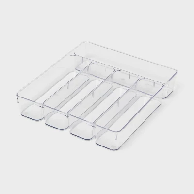 5 Compartment Plastic Drawer Flatware Organizer - Brightroom™: Clear In-Drawer Silverware Tray, Contemporary Kitchen Storage 5 5 Compartment Plastic Drawer Flatware Organizer - Brightroom™: Clear In-Drawer Silverware Tray, Contemporary Kitchen Storage - Image 3