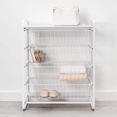 4 Drawer Metal Storage Organizer White - Brightroom™: Steel Utility Storage, Fixed Shelves, Universal Wire Drawers 3 4 Drawer Metal Storage Organizer White - Brightroom™: Steel Utility Storage, Fixed Shelves, Universal Wire Drawers