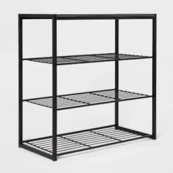4 Tier Shoe Rack Black Metal With Black Oak Wood - Brightroom™ 6 4 Tier Shoe Rack Black Metal With Black Oak Wood - Brightroom™ -Brightroom GUEST 9554a5d5 de3b 4519 b008 18f4908fb4ea