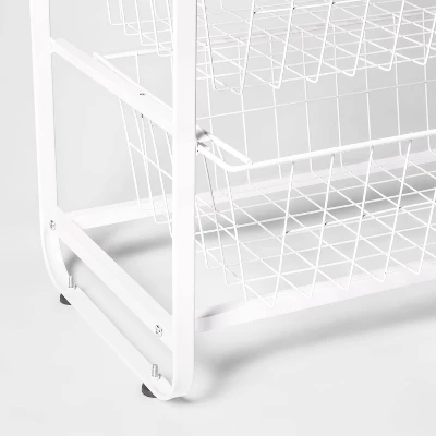 4 Drawer Metal Storage Organizer White - Brightroom™: Steel Utility Storage, Fixed Shelves, Universal Wire Drawers 5 4 Drawer Metal Storage Organizer White - Brightroom™: Steel Utility Storage, Fixed Shelves, Universal Wire Drawers - Image 3