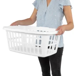 1.5bu Laundry Basket White - Brightroom™: Large Portable Clothes Hamper With Built-In Handles, 52.8L Capacity -Brightroom GUEST a136fa33 76d1 4694 882d 0ec835b45a70