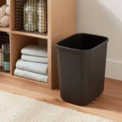 7gal Wastebasket Black - Brightroom™: Compact 7.7 Gallon Indoor Trash Can, Rectangle, Polypropylene, Open Top, Dorm Use