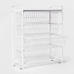 4 Drawer Metal Storage Organizer White - Brightroom™: Steel Utility Storage, Fixed Shelves, Universal Wire Drawers 6 4 Drawer Metal Storage Organizer White - Brightroom™: Steel Utility Storage, Fixed Shelves, Universal Wire Drawers -Brightroom GUEST ae8887ba 2d3a 4559 8eed da86d93b8d48