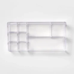 Bathroom Plastic 9 Slot Mixed Cosmetic Organizer Clear - Brightroom™: Makeup & Vanity Organizer Tray For Bathroom Countertop -Brightroom GUEST b6a8c92c 124b 42ff a4df dc6a93cd84ef