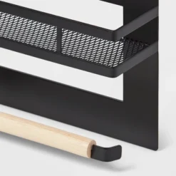 Metal Magnetic Side Of Fridge Organizer With Mesh Shelf With Powder Coated Finish Black - Brightroom™ -Brightroom GUEST bbf9cba6 a777 47a3 b5ed a5491dfdf208