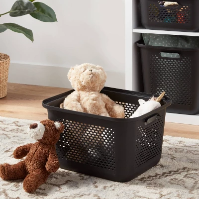 Medium Decorative Plastic Bin With Cutout Handles - Brightroom™ 3 Medium Decorative Plastic Bin With Cutout Handles - Brightroom™
