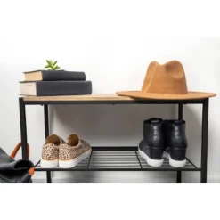 3 Tier Shoe Rack Black Metal With Natural Wood - Brightroom™ 18 3 Tier Shoe Rack Black Metal With Natural Wood - Brightroom™ -Brightroom GUEST c78940d7 09ac 4528 9c99 1acfbc7d38b2