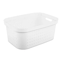 1.5bu Rectangle Modern Laundry Basket - Brightroom™: White Plastic Clothes Basket With Built-In Handles, Medium Size -Brightroom GUEST cc28ac84 ff71 41ec aa28 778151e96fdd
