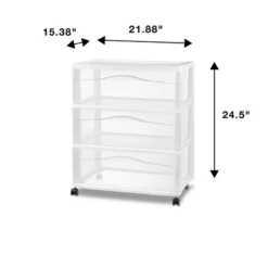 3 Drawer Wide Cart White - Brightroom™: Plastic Storage Drawers, Utility Cart With Casters, Portable Universal Storage -Brightroom GUEST d3c78612 44a4 4e30 b173 444395629312
