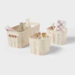 3pk Wave Assorted Decorative Basket Cream 5L Narrow 2c - Brightroom™ -Brightroom GUEST d48fb1cd 8cd6 40b3 8927 47c5f9540ebe