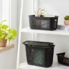 Narrow Medium Decorative Plastic Bin Black - Brightroom™: Modern Storage With Cut-Out Handles, 13" Cube Compatible -Brightroom GUEST dbd6dc19 4c56 43a3 8b4b 0e93ad3c2212