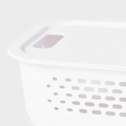 Narrow Small Decorative Plastic Bin White - Brightroom™: Modern Storage With Cut-Out Handles, 13" Cube Compatible 5 Narrow Small Decorative Plastic Bin White - Brightroom™: Modern Storage With Cut-Out Handles, 13" Cube Compatible -Brightroom GUEST e027765e bf05 4de3 901a 6291fe6e8051