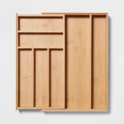 Natural 7 Compartment Drawer Organizer Brown - Brightroom™: Expandable Kitchen Utensils & Silverware Storage -Brightroom GUEST ea011435 4dd3 433b 9629 b38ace85d076