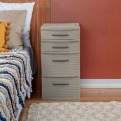 4 Drawer Weave Tower Dark Gray - Brightroom™: Plastic Storage Organizer, Portable Utility Drawers, Universal Storage -Brightroom GUEST ee155a94 246a 436d 973d 9b01cd255793