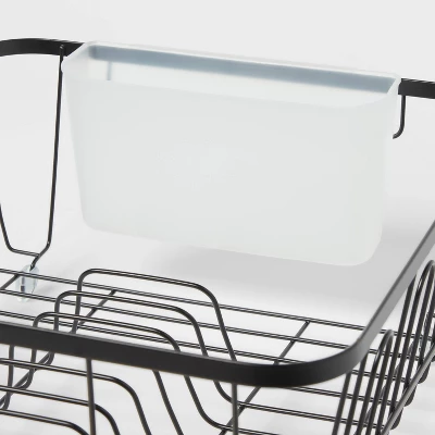 Small Steel Dish Drainer Black - Brightroom™: Freestanding Dish Drying Rack With Utensil Holder, Powder-Coated Steel 4 Small Steel Dish Drainer Black - Brightroom™: Freestanding Dish Drying Rack With Utensil Holder, Powder-Coated Steel - Image 2