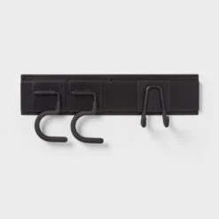 Heavy Duty Garage Tool Hook And Rail Kit - Brightroom™: Wall Mounted Storage, Steel, Black, 36" Width, 90 Lb Capacity -Brightroom GUEST f64e8945 0a76 45a2 aaef e952b0556146