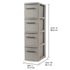 4 Drawer Skinny Tower Dark Gray - Brightroom™: Plastic Storage Drawers, Decorative Organizer, No Assembly Required -Brightroom GUEST fc8bcf60 1bc3 4160 b63d 7756ae196877